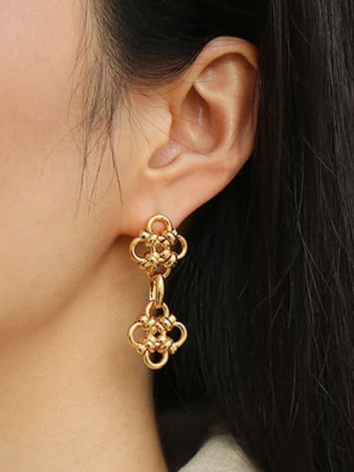 ACCA Brass Flower Vintage Chinese knot  Drop Earring 1