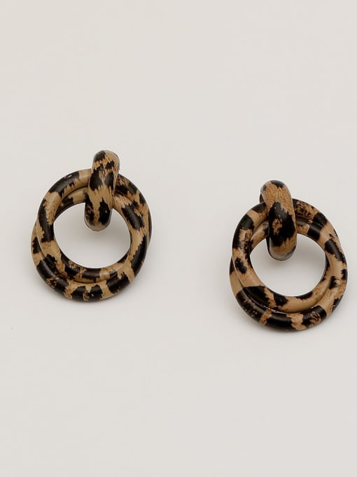 HYACINTH Brass Leather Geometric Vintage Drop Trend Korean Fashion Earring 2