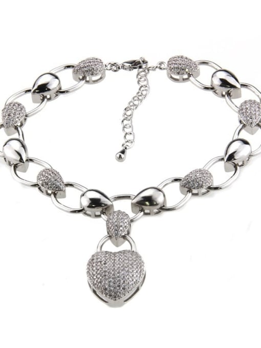 renchi Brass Cubic Zirconia Heart Luxury Bracelet 1