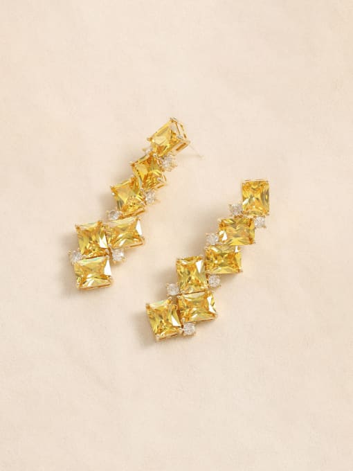 OUOU Brass Cubic Zirconia Geometric Luxury Cluster Earring 4