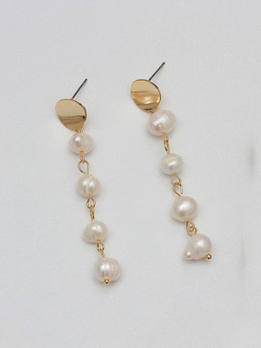 Eh9302 round head pearl Tassel Earrings Copper Imitation Pearl Tassel Minimalist Drop Trend Korean Fashion Earring