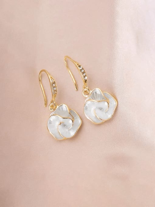 YOUH Brass Enamel Flower Minimalist Hook Earring 2