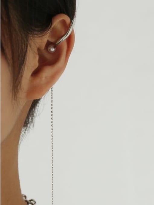 ACCA Brass Imitation Pearl Tassel Minimalist Single Earring 1