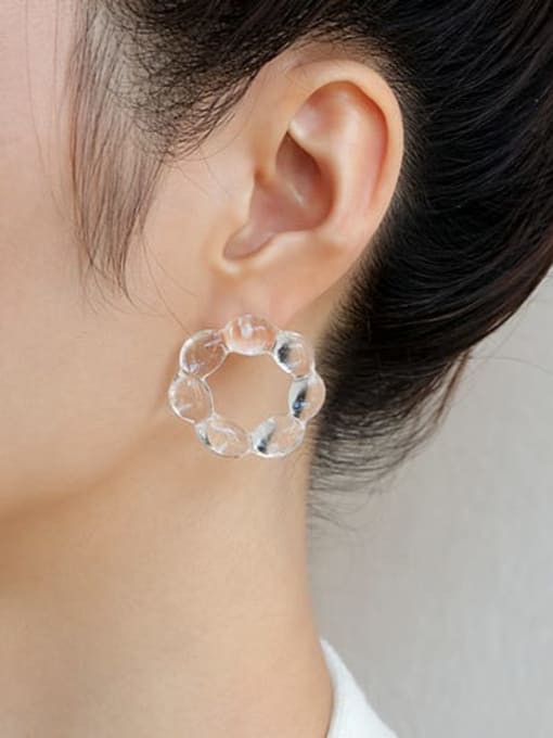 Five Color Hand Glass  Clear Flower Minimalist Earring 1