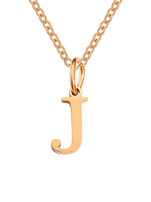 J Rose Gold Stainless steel Letter Minimalist Necklace