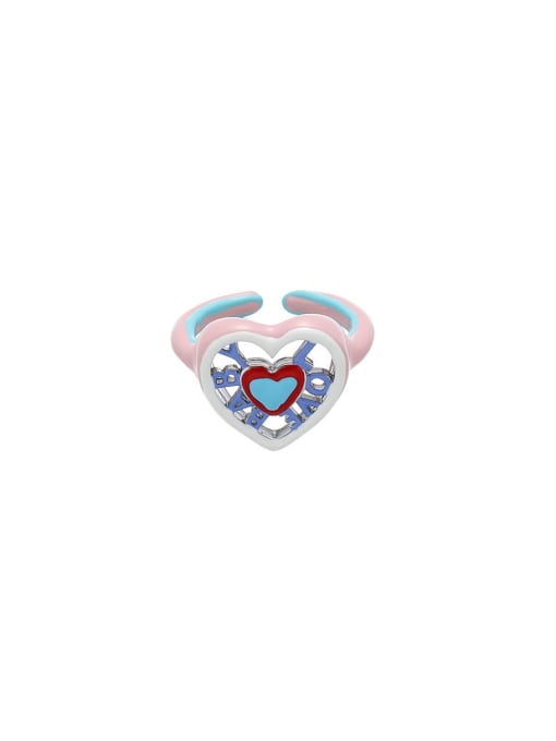 Five Color Brass Cubic Zirconia Heart Dainty Band Ring 0