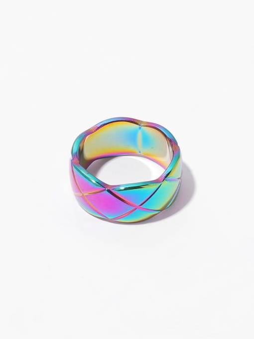 (wide version) colorful Titanium Steel Geometric Minimalist Band Ring