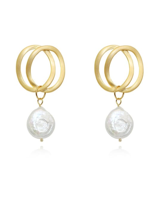 HYACINTH Copper Imitation Pearl Geometric Minimalist Drop Trend Korean Fashion Earring 4