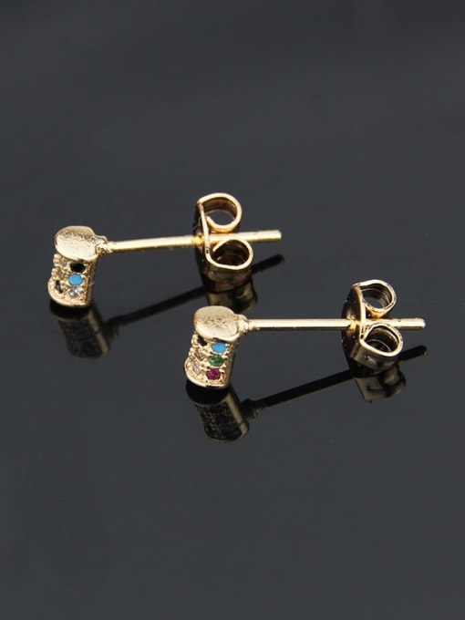 renchi Brass Rhinestone Cross Dainty Stud Earring 0