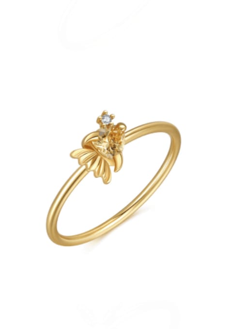 Little Goldfish Brass Cubic Zirconia Multi Color Irregular Cute Band Ring
