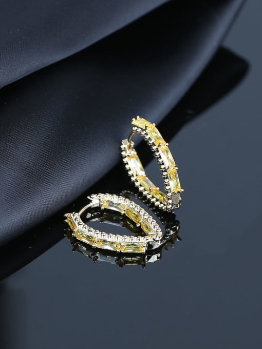 OUOU Brass Cubic Zirconia Heart Luxury Huggie Earring 1