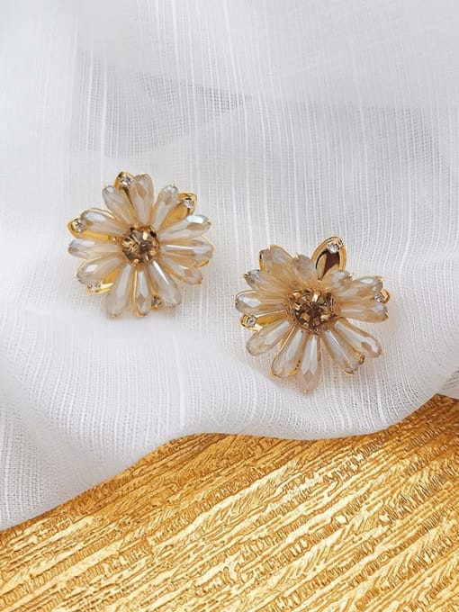 HYACINTH Copper Cubic Zirconia Flower Dainty Stud Trend Korean Fashion Earring 3