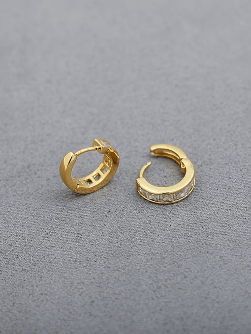 Five Color Brass Cubic Zirconia Geometric Minimalist Huggie Earring 2