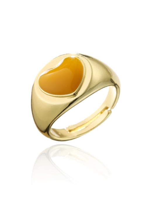 11035 Brass Enamel Heart Minimalist Band Ring
