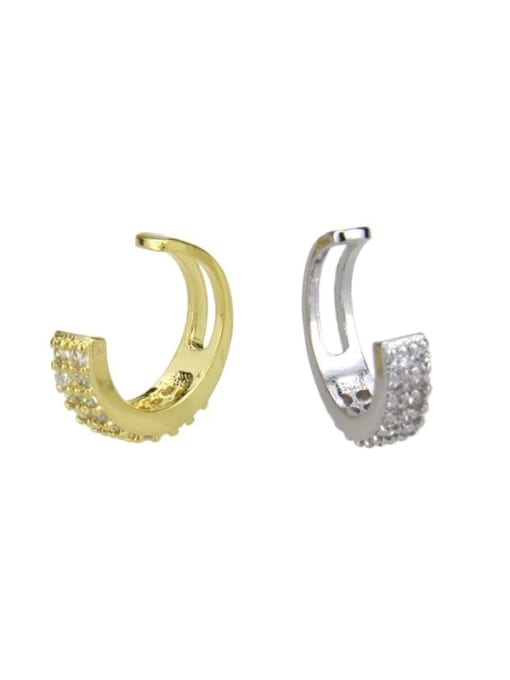 renchi Brass Cubic Zirconia Round Minimalist Hoop Earring 0