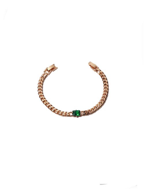 Green zirconium Bracelet Brass Geometric Hip Hop Hollow Chain  Bracelet