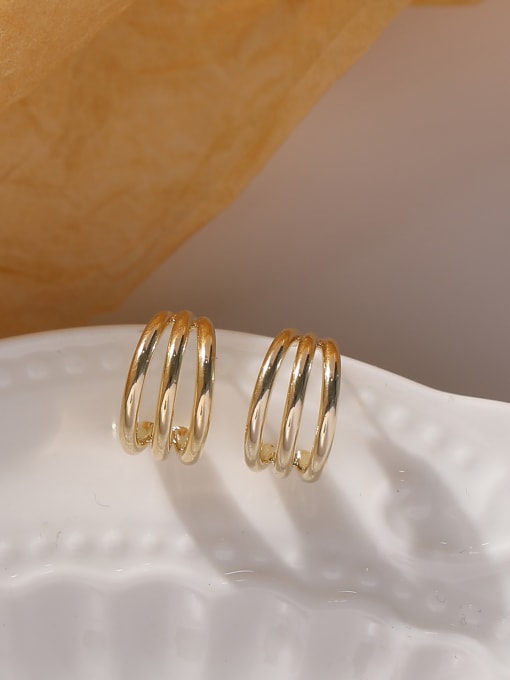 14k gold Brass Geometric Minimalist Double layer Clip Earring