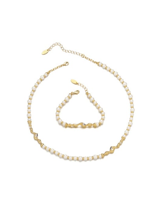 ACCA Brass Freshwater Pearl Irregular Minimalist Necklace 0