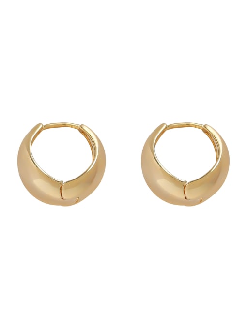 HYACINTH Brass Smooth Geometric Minimalist Huggie Earring 1