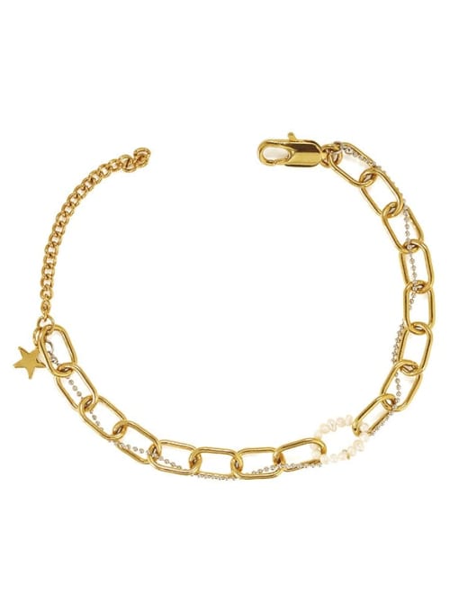 golden Brass Hollow Geometric Hip Hop Link Bracelet
