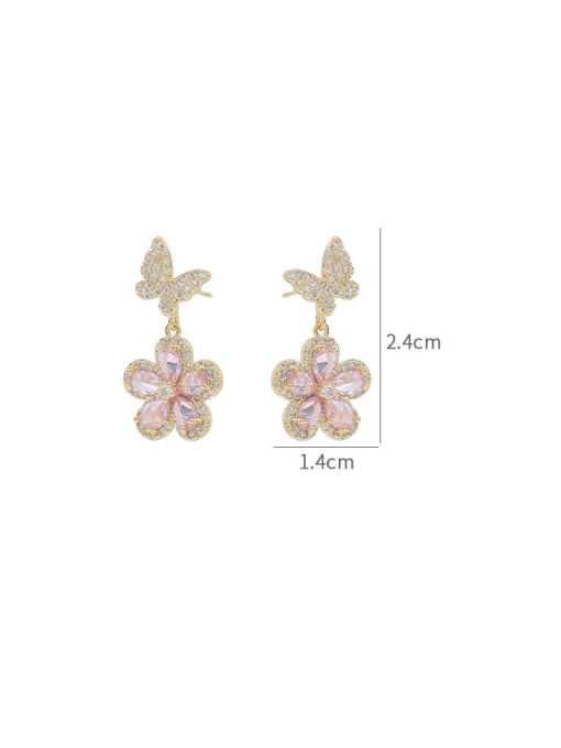 YOUH Brass Cubic Zirconia Flower Dainty Stud Earring 3