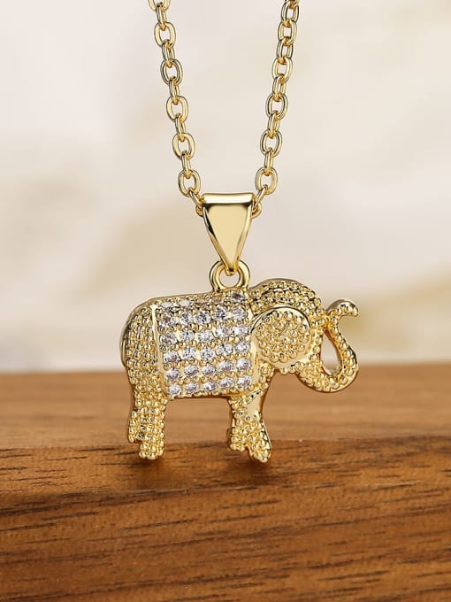 AOG Brass Cubic Zirconia Elephant Hip Hop Necklace 1