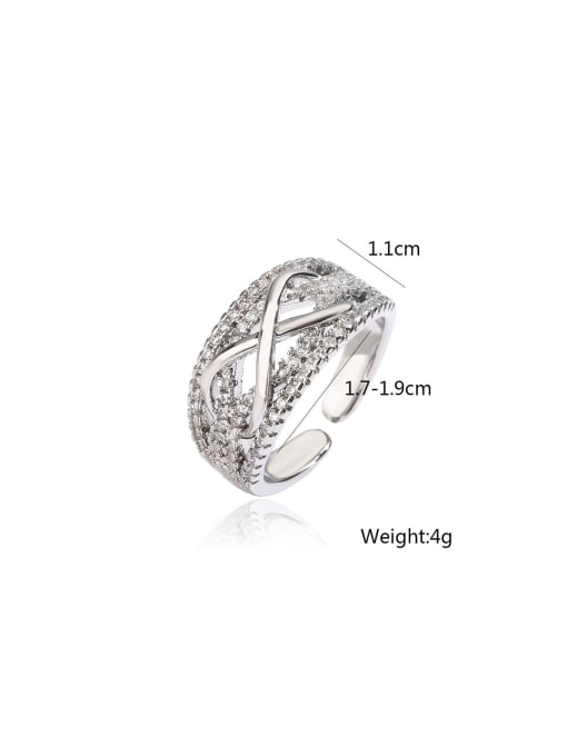AOG Brass Cubic Zirconia Geometric Trend Band Ring 2