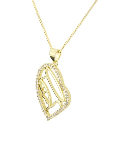 renchi Brass Cubic Zirconia Heart Dainty  Pendant  Necklace 2