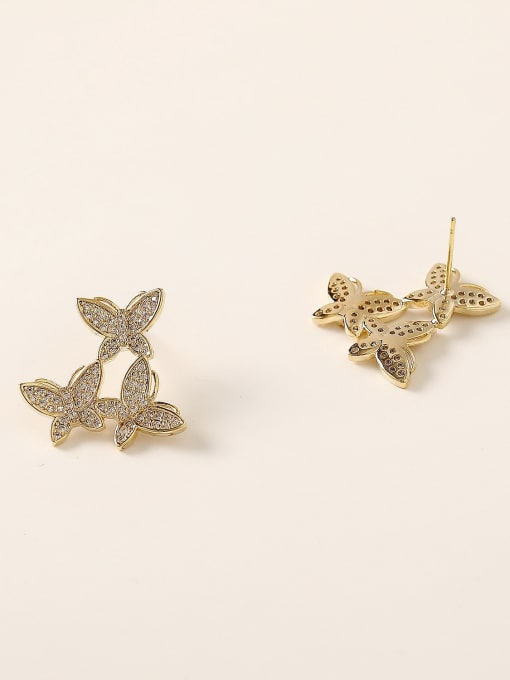HYACINTH Brass Cubic Zirconia Butterfly Minimalist Stud Trend Korean Fashion Earring 2