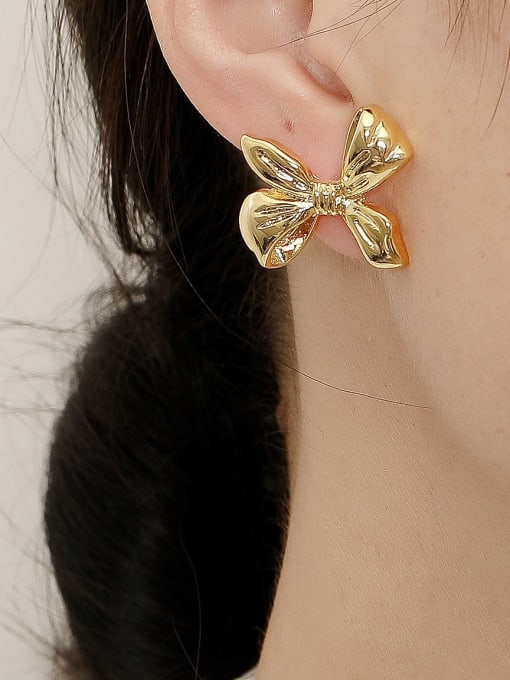 HYACINTH Brass Bowknot Cute Stud Trend Korean Fashion Earring 1