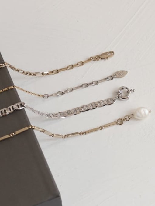ACCA Brass Imitation Pearl Geometric Chain Vintage Link Bracelet 1