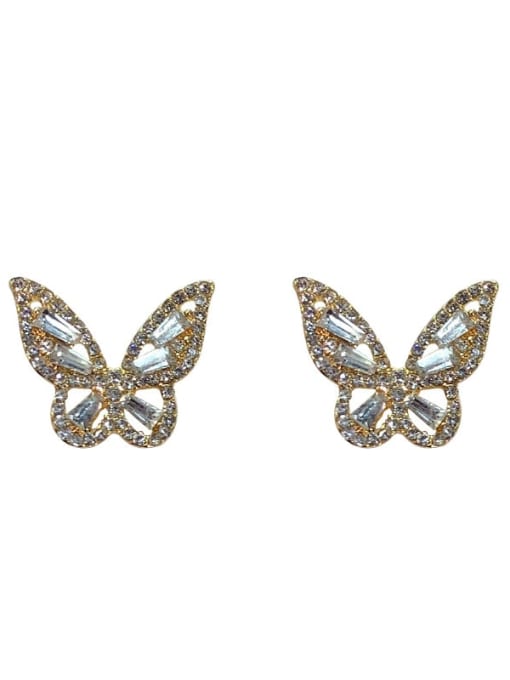 Papara Mixed Metal Rhinestone White Butterfly Classic Stud Earring 0