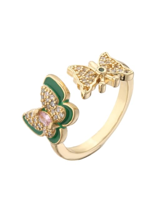 12330 Brass Cubic Zirconia Butterfly Vintage Band Ring