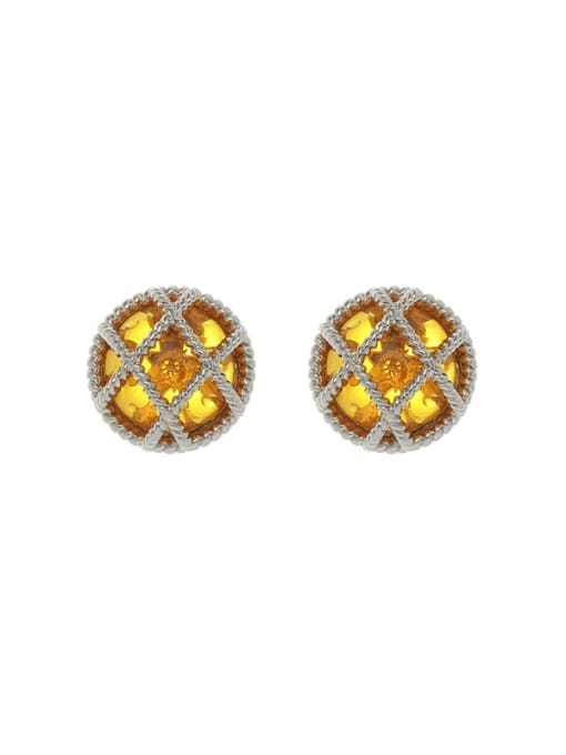 Platinum resin earrings Brass Imitation Pearl Round Minimalist Stud Earring