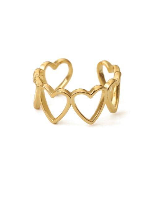 ACCA Brass Hollow Heart Minimalist Band Ring 0
