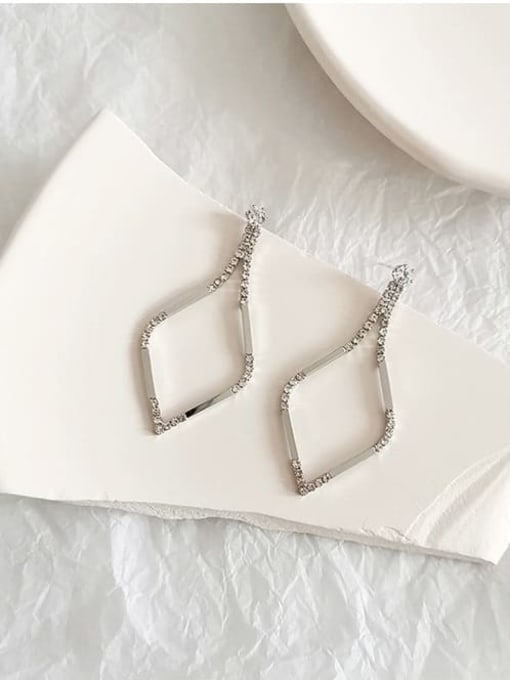 HYACINTH Copper Cubic Zirconia Geometric Minimalist Drop Trend Korean Fashion Earring 2