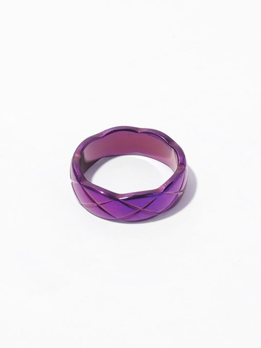 Vacuum  Purple Titanium Steel Geometric Minimalist Band Ring