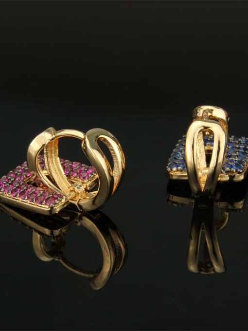 renchi Brass Cubic Zirconia Square Luxury Huggie Earring 4