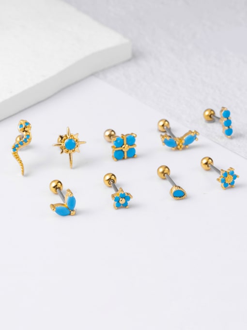 HISON Brass Turquoise Heart Cute Single Earring(Only-One) 4