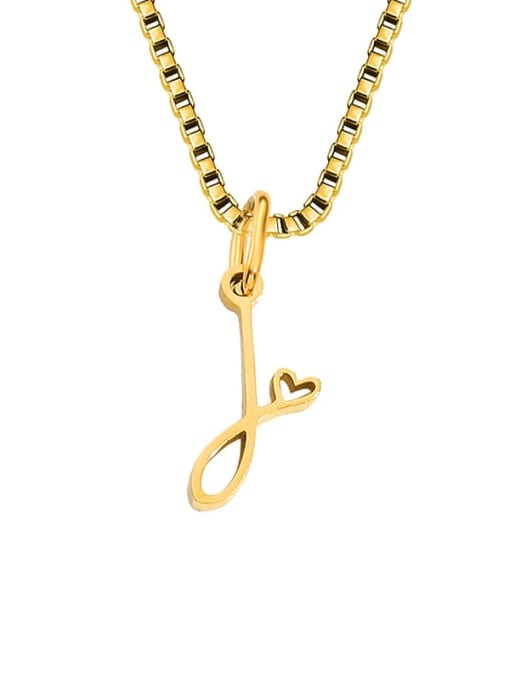 J Gold Stainless steel Letter Minimalist Necklace