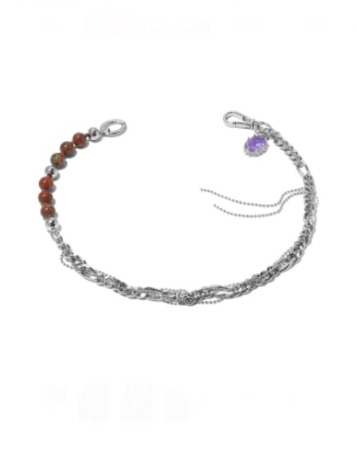 Light purple zircon Brass Cubic Zirconia Tassel Vintage Multi Strand Necklace