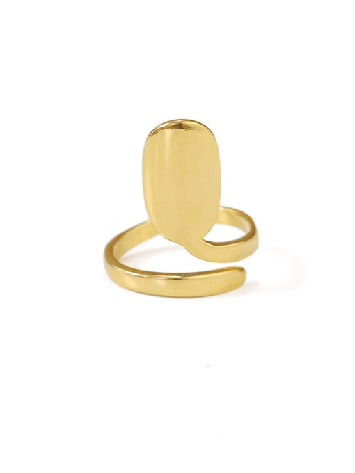 golden Brass Smooth Geometric Hip Hop Midi Ring