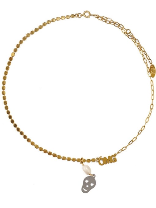 ACCA Brass Skull Vintage bead chain Necklace 0