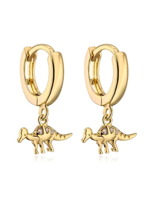 41021 Brass Cubic Zirconia Dragon Vintage Huggie Earring