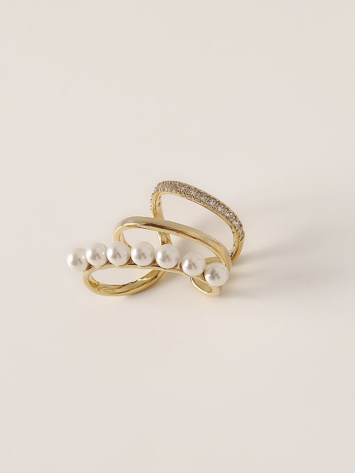 HYACINTH Brass Imitation Pearl Geometric Vintage Clip Trend Korean Fashion Earring 2