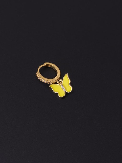 HISON Brass Multi Color Enamel Butterfly Cute Single Earring 2