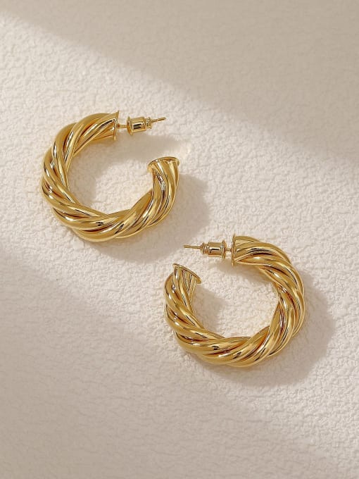 18K Gold Brass Geometric Minimalist Hoop Earring