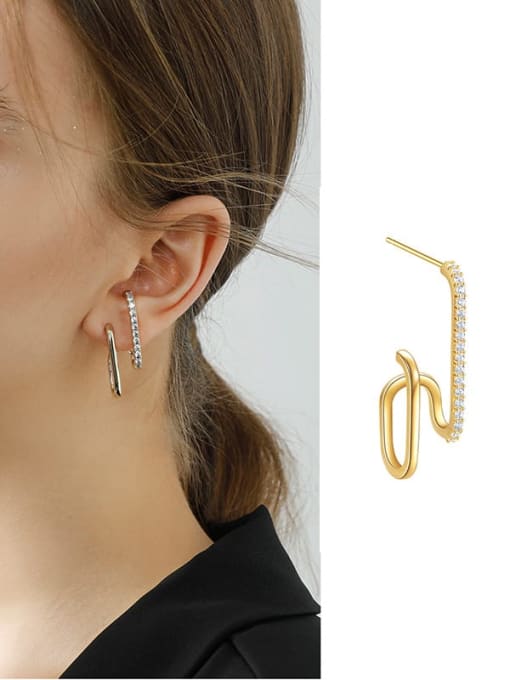 OUOU Brass Cubic Zirconia Geometric Minimalist Stud Earring 1