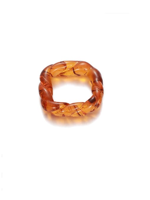Caramel color square ring Hand Glass  Twist Square Trend Band Ring