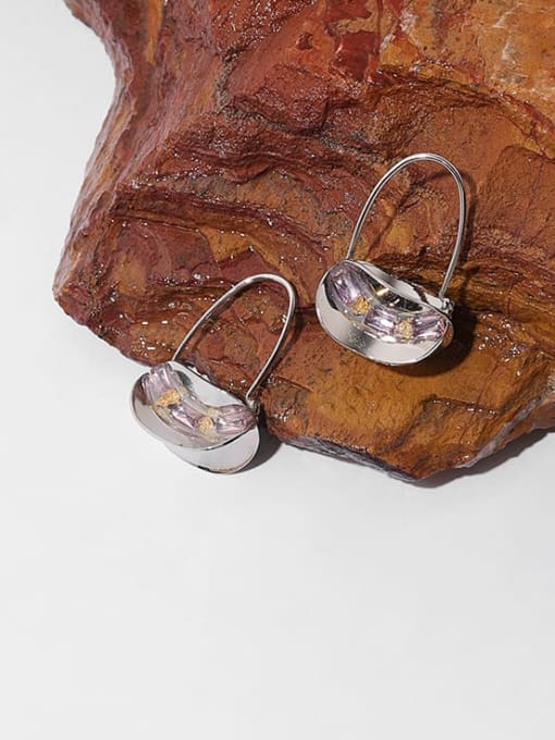 TINGS Brass Cubic Zirconia Geometric Minimalist Hook Earring 3